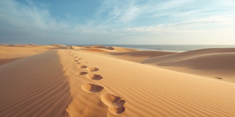 Dune footprints in sandy terrain, illustrating erosion risk, Earth Day