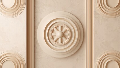 Design featuring beige circular textures and centered wheel symbols, used as UI backdrop or layout background