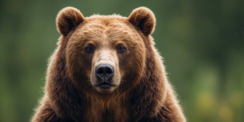 Obraz premium Detailed shot of a bears facial features focusing on dark eyes, round ears, and a large nose, wildlife conservation