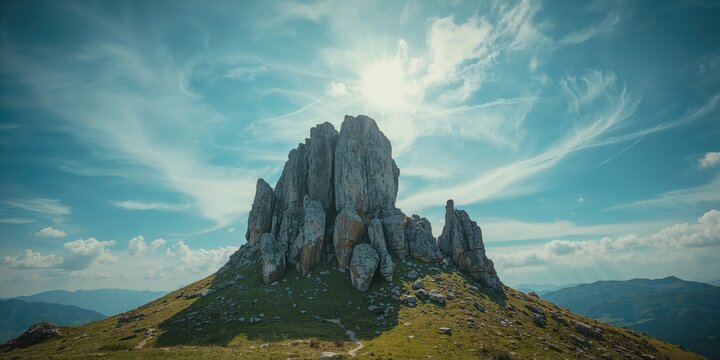 Rock formations known as Babele in the Bucegi Mountains, serving as navigation points for outdoor enthusiasts