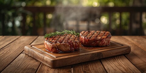 Raw beef T-bone steaks on grill surface, focusing on meat handling practices in outdoor cooking