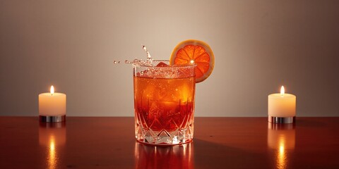 Bright cocktail with fruit splashes and grapefruit garnish, ideal for festive drink layouts, World Beverage Day