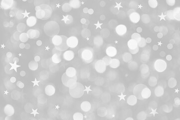 Texture of holiday bokeh lights background with stars isolated on white or transparent background, png cut out