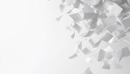Sheets of blank paper drifting on a white surface, serving as a backdrop for editorial headers and content, World Literacy Day