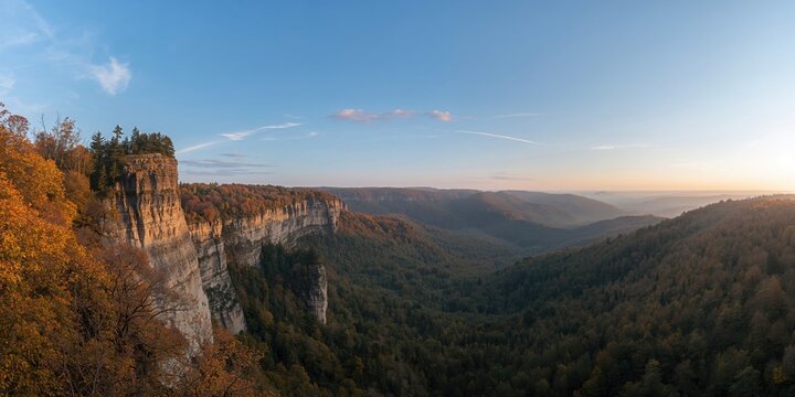 Limestone cliffs during autumn in Nohn, seasonal erosion risk