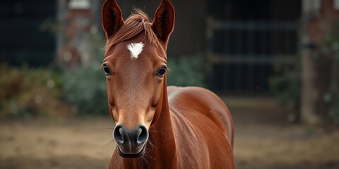 Young chestnut horse's face with a star marking near a fence, emphasizing animal health and handling