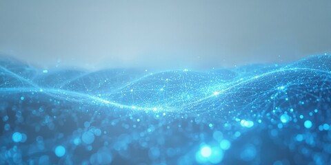 Abstract digital blue particles and light patterns used as a tech background for digital interfaces