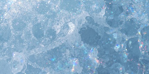 Colorful iridescent ice texture with air bubbles, suitable for background or layout design, Earth Day