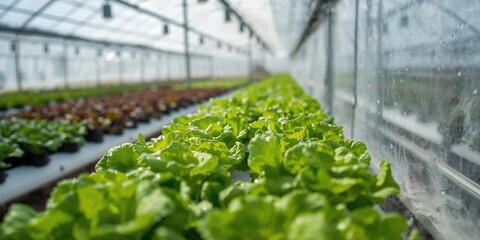 Organic vegetables grown in a greenhouse with drip irrigation and hydroponic ventilation, sustainable farming practices