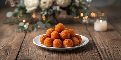 Italian arancini served at a wedding aperitif, highlighting traditional snack presentation