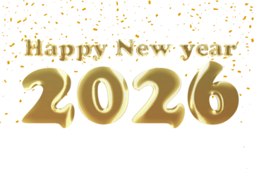 Golden Happy New Year 2026 3D Typography Design