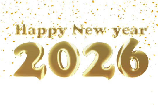 Golden Happy New Year 2026 3D Typography Design - Powered by Adobe