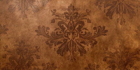Light brown leather background with floral and cowboy Western motifs, suitable for text layouts and design projects
