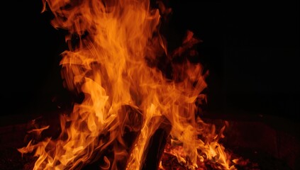 Detail of burning coal in a campfire, highlighting fire safety practices for outdoor activities