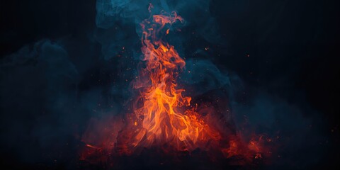 Fire and smoke background, background for text and layout design, visual contrast and readability
