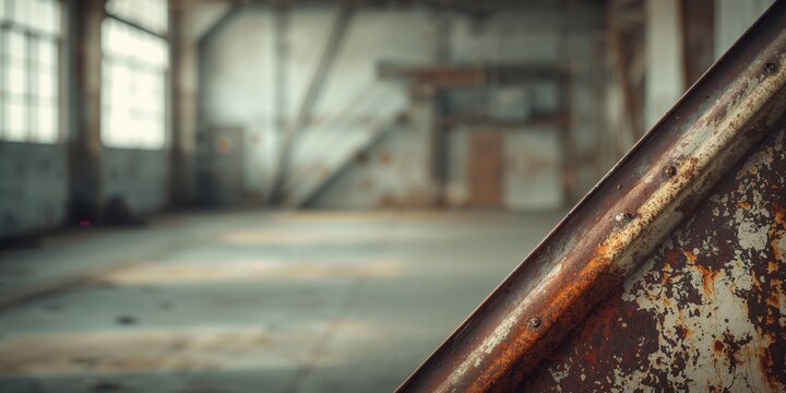 Weathered metal sheet with sharp folds and chipped white paint, used as a texture for architectural surfaces
