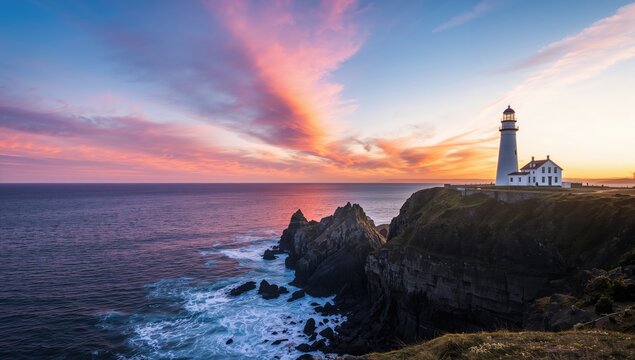 Lighthouse on the Pacific trail near Amphitrite, highlighting maritime navigation and coastal preservation