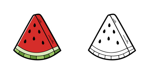 シンプルなカットスイカのアイコンイラスト