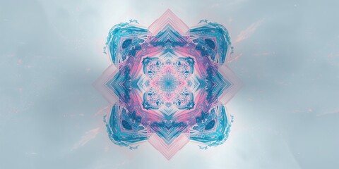 Colorful fractal pattern featuring pastel pink, blue, and dark cyan tones, detailed geometric squares for UI backgrounds