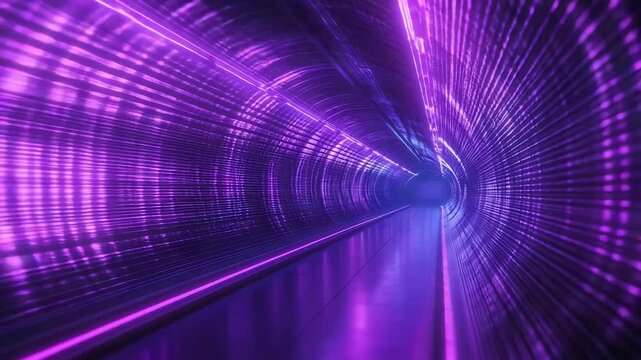 Futuristic data tunnel transporting digital information at speed