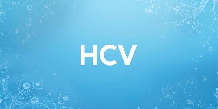 HCV on blue background, medical testing and virus detection procedures - Powered by Adobe