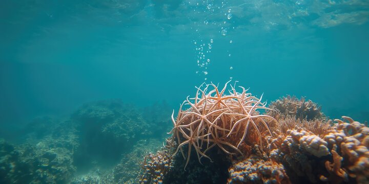 Brittle stars, marine echinoderms with flexible arms, focusing on their movement and habitat, World Ocean Day