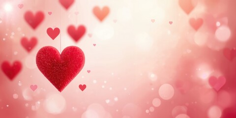 Red heart and balloons associated with love and Valentine's Day, romantic celebration