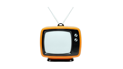 Retro Orange Television Isolated on White Background