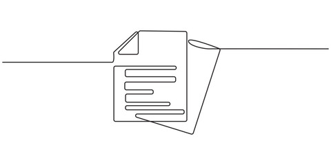 Clipboard with checklist icon continuous one line drawing of outline vector illustration, One continuous line vector drawing of a folder. Outline documents background icon. Saving securities vector .