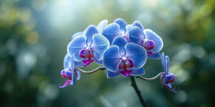Detailed view of blue vanda orchids, suitable for floral arrangement planning