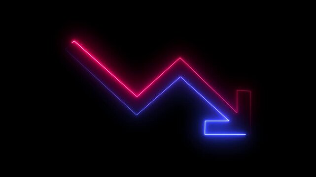 Neon Downward Trend Line Arrow Animated Loop