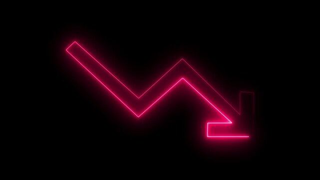Neon Downward Trend Line Arrow Animated Loop