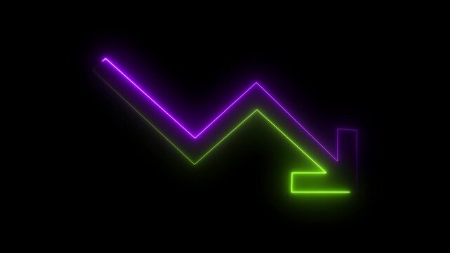 Neon Downward Trend Line Arrow Animated Loop
