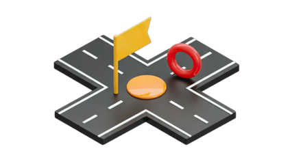 Road Intersection with Flag and Ring: Navigation Concept