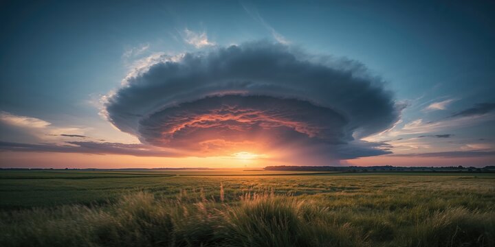 Shelf cloud formation during late evening signals an impending storm, weather pattern observation