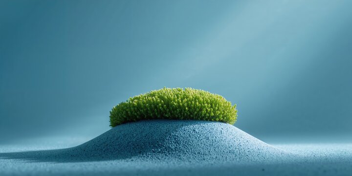 Haircap moss over blue background, natural flora and outdoor environment, Earth Day