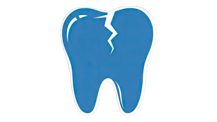 Cracked Tooth Icon on White Background