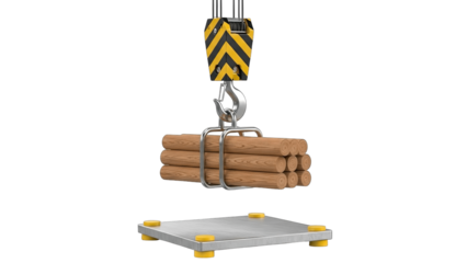 Crane Lifting Logs onto Platform - Construction Concept