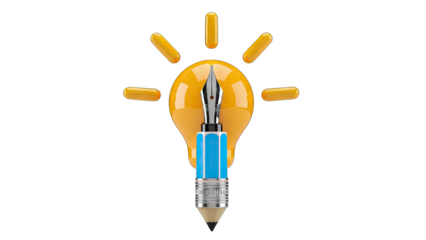 Creative Idea Concept: Pen-shaped Light Bulb on White Background