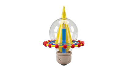 Creative Pencil Concept with Globe and Red Spheres on White Background