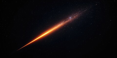 Bright meteors in a dark starry sky, isolated shooting stars on black backdrop, ideal for space-themed layouts