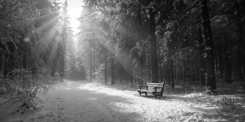 Forest scene featuring a rustic bench amidst trees close to Berchtesgaden for leisure and natural environment appreciation