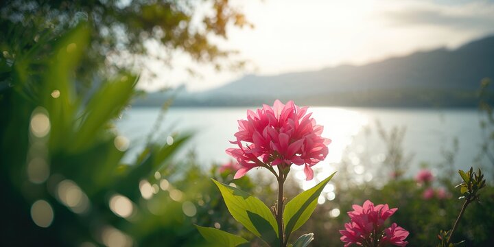 Vibrant flower cluster near Chapala Lake, floral arrangement as nature background