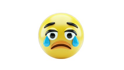 Crying Emoji with Tears on White Background