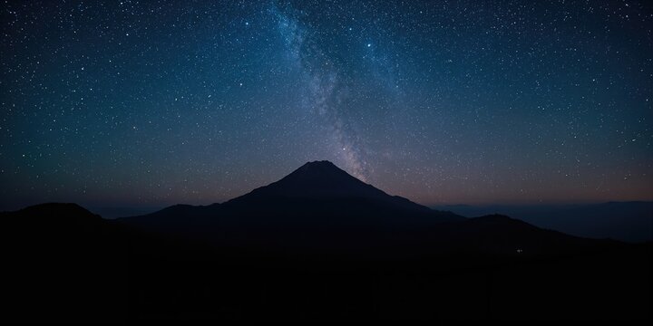 Mount Mulayit in Myanmar at night with stars in the background, nighttime landscape celestial visibility, Earth Day