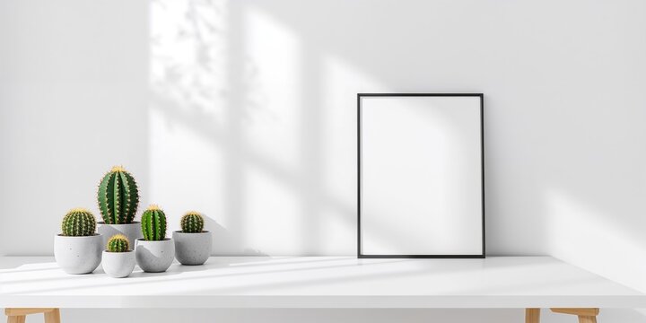 Cactuses in concrete pots arranged on a surface, urban plant display for interior decor, World Plant Day - Powered by Adobe