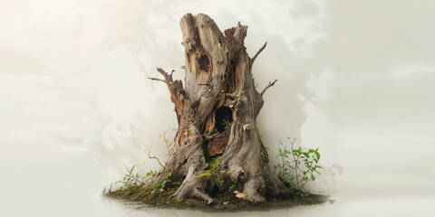 Decayed tree trunk repurposed as insect habitat, ecological preservation awareness