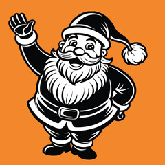 design logo vector illustration character santa claus waving joyful expression
