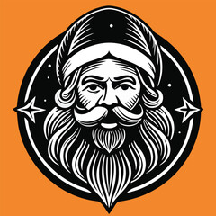 design logo vector illustration character santa claus vintage retro