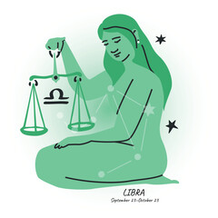 LIBRA horoscope character. Celestial element or zodiac sign. Bright modern hand drawn vector